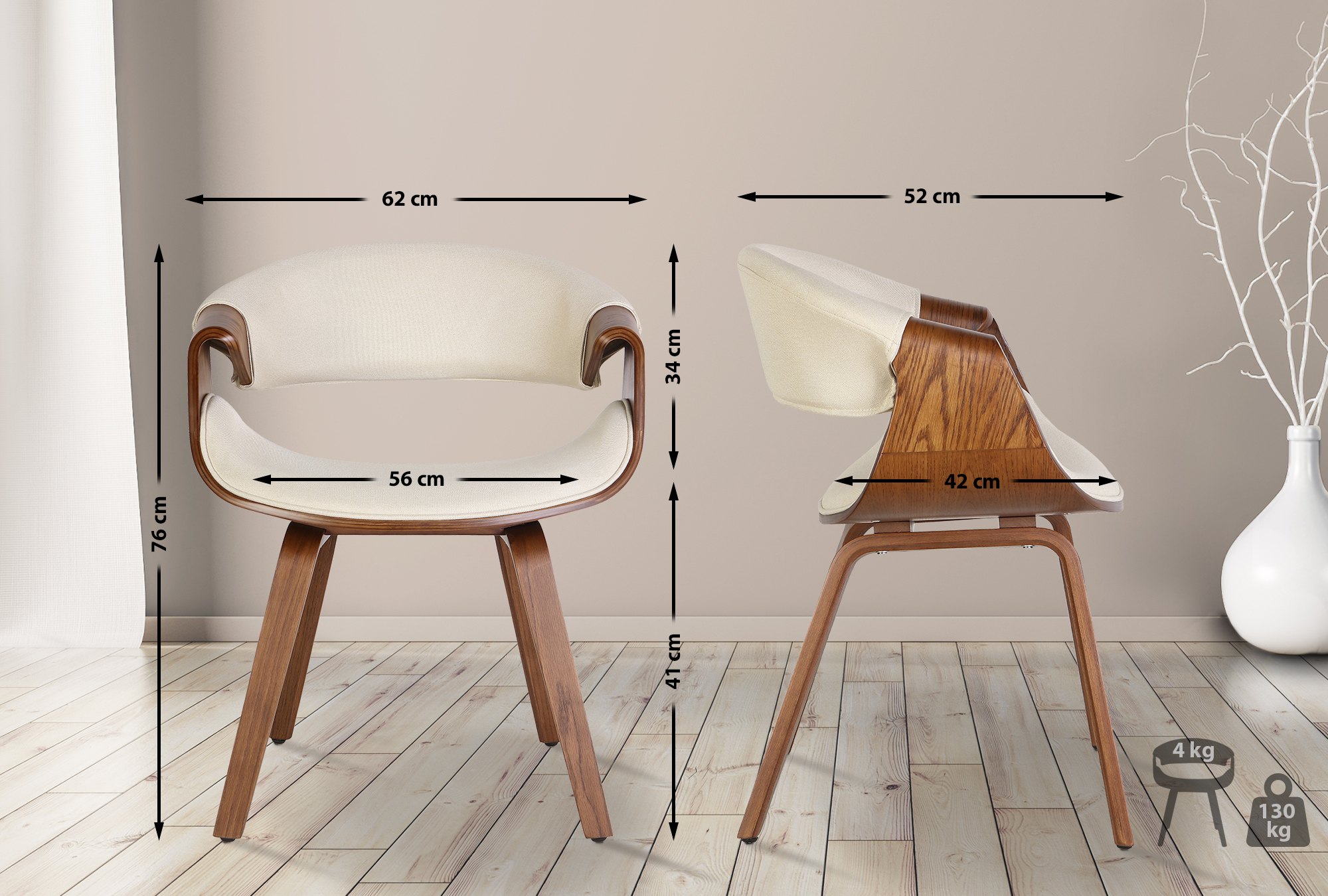 2er Set Esszimmerstuhl Foley