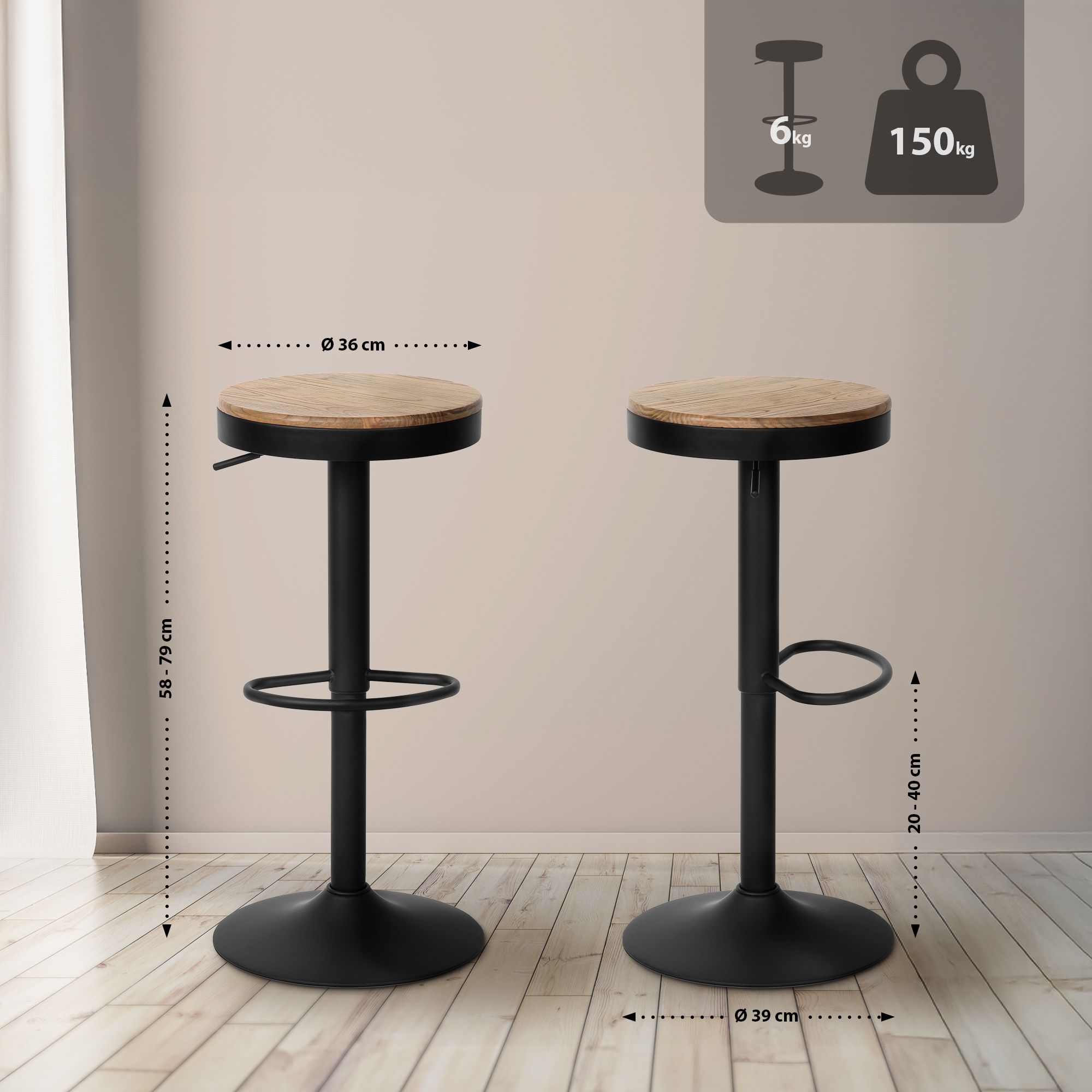 Barhocker Pitas Ulmenholz