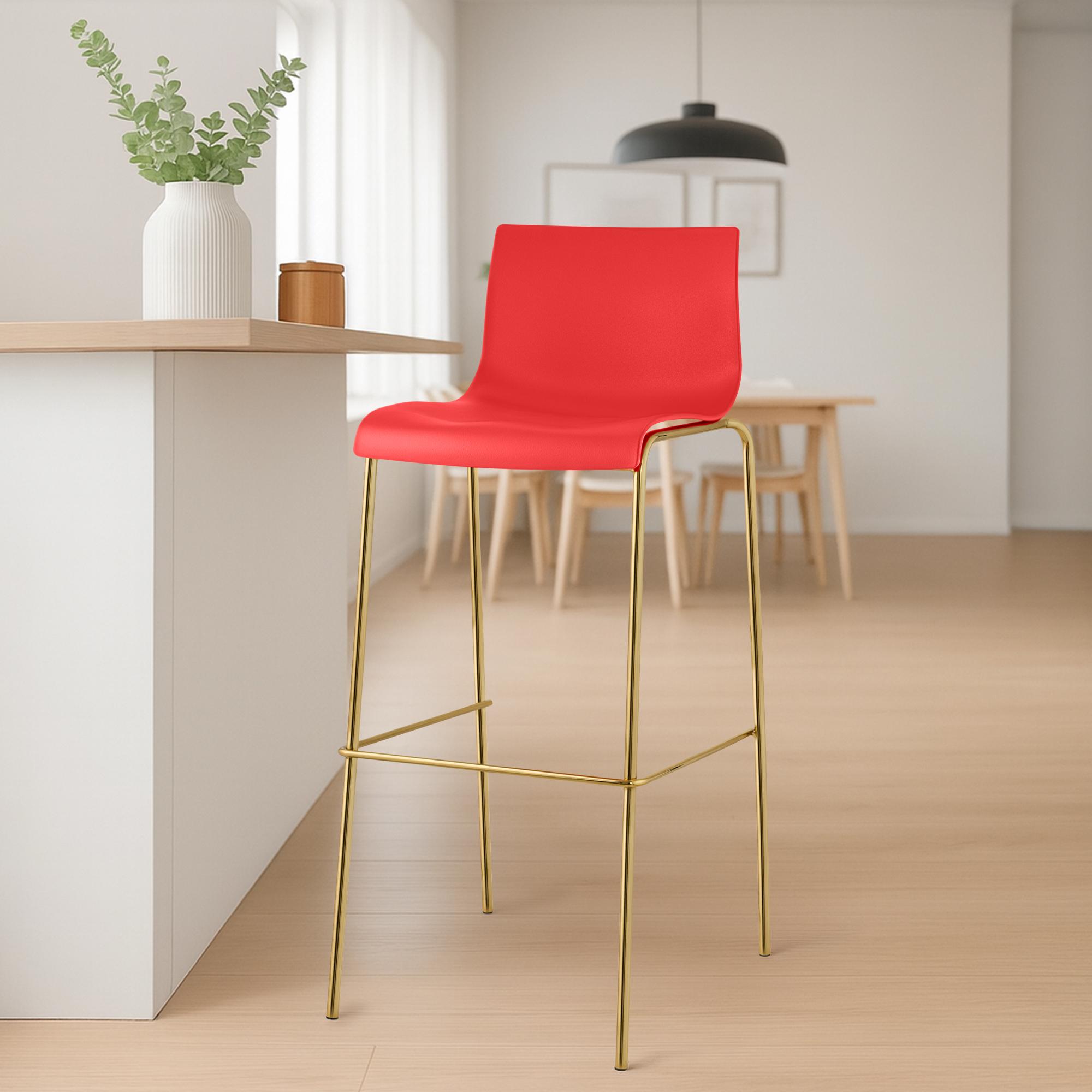 Barhocker Hover Kunststoff Vierfußgestell Gold